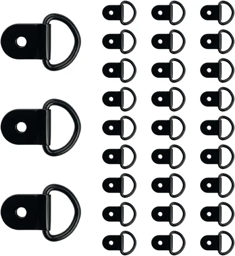 Vista 12 de KVAEY 10 piezas de anillos en D pequeños de acero para amarre, anillo de amarre de acero resistente para carga, punto de anclaje de anillo en D