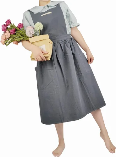 Vista 14 de Delantal vintage para mujer y niñas de jardinería con espalda cruzada y diseño de pinafore