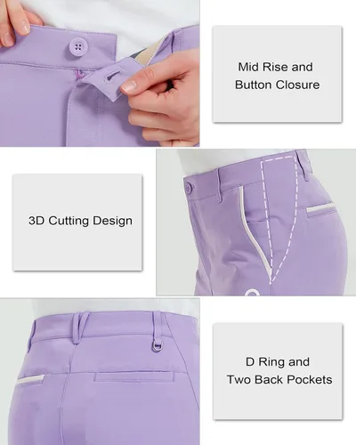 Vista 5 de Bakery Pantalones de golf para mujer, elásticos, con bolsillos, de secado rápido, ligeros, pantalones de trabajo