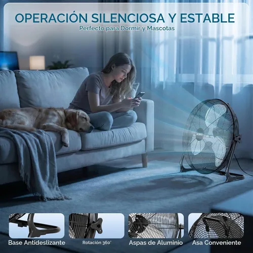 Vista 8 de AUMIO Ventilador de piso con energía solar de 16 pulgadas, batería de 15600