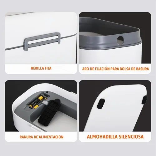 Vista 5 de Bote de basura de 2.2 galones con tapa, bote de basura automático sin contacto, sensor de movimiento inteligente, pequeño para baño, dormitorio