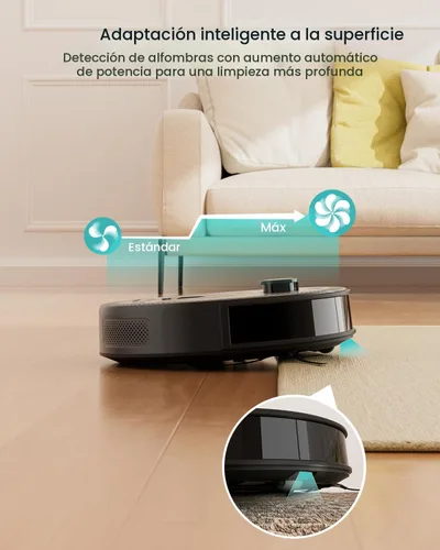Vista 4 de [Usado] Lefant - Robot aspirador y limpiador LiDAR, con recipiente de polvo visible de 450ml, evitación de obstáculos PSD mejorada de 190°, limpieza