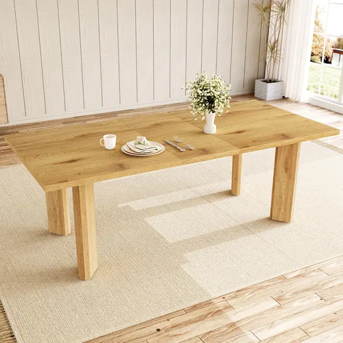 Vista 15 de HIPIHOM 63'' Dining Table for 4-6 People, Oak Table Spacious 63" Dining Table Seats 6 Comfortably, Made with Sturdy MDF in Warm Oak, Easy-Clean