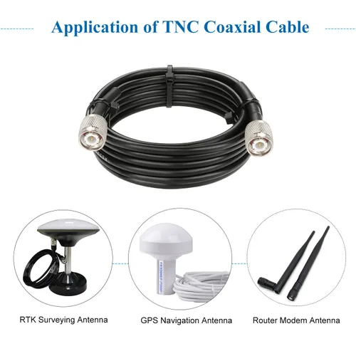 Vista 5 de MOOKEERF TNC macho a TNC macho cable coaxial de 3 pies, 2 unidades de 50 ohmios RG58 cable coaxial con conectores TNC para antena de navegación