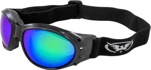 Vista 2 de Global Vision Eliminator - Gafas acolchadas para motociclismo, 2 pares, lentes negras con espejo verde y rojo