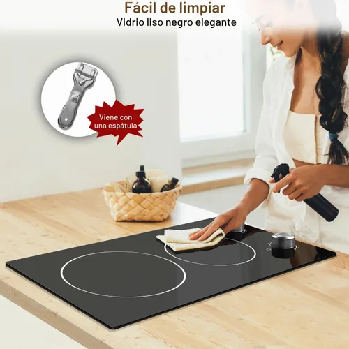 Vista 7 de Noxton 110v cocina eléctrica 2 quemadores, enchufe en estufa eléctrica 12 110 V / Control de perilla / Negro