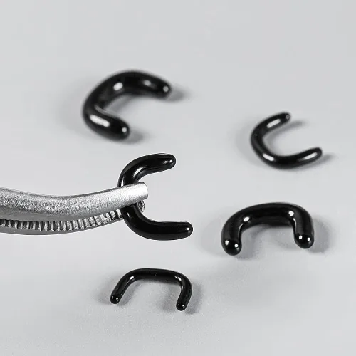 Vista 5 de 4 piezas de retenedor de tabique de vidrio 16G 14G 12G 10G 8G, 2 piezas negro y 2 piezas transparente en forma de U con anillos en O para trabajo