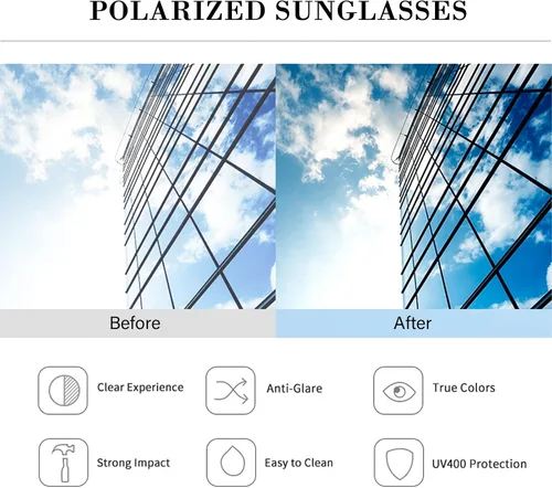 Vista 6 de Dollger Lentes de sol de aviador para mujeres y hombres, polarizados, retro, 70, cuadrados, degradados, planos, ultraligeros, de plástico
