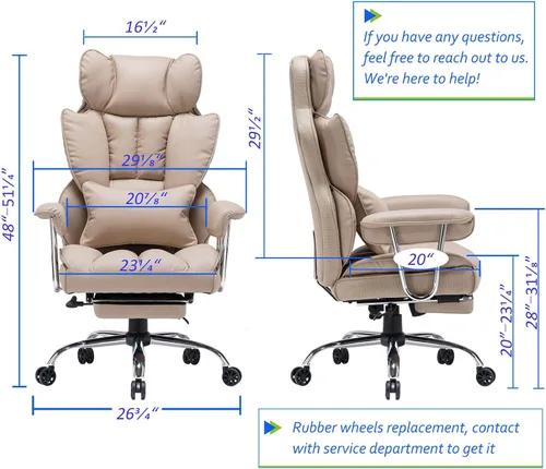 Vista 2 de Efomao - Silla ejecutiva de escritorio para oficina, con reposapiés, soporte lumbar y capacidad de carga hasta 400 libras, silla de computadora