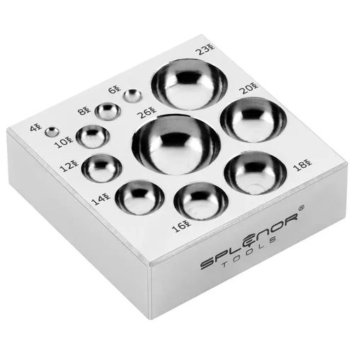 Vista 8 de Splenor Tools Bloque de cúpula de acero Dapping - para la fabricación de joyas - Herramienta de formación de metal - Troquel de modelado