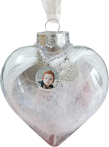 Vista 7 de Adornos de bola personalizados, árbol colgante de bola de fotos personalizada, bolas de decoración de Navidad, bola de adornos rellenables de plumas