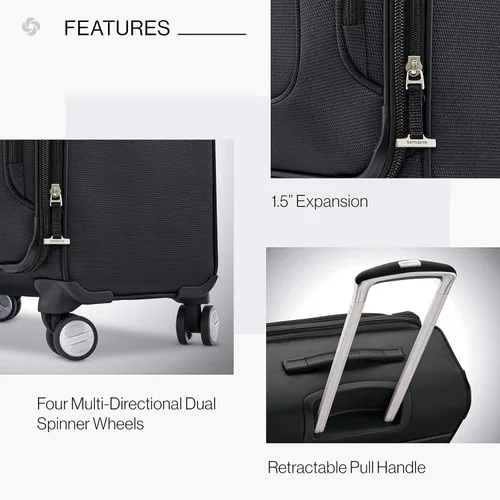 Vista 4 de Samsonite Solyte DLX Softside - Equipaje extensible con ruedas giratorias, Negro (Midnight black)), 123568-1548