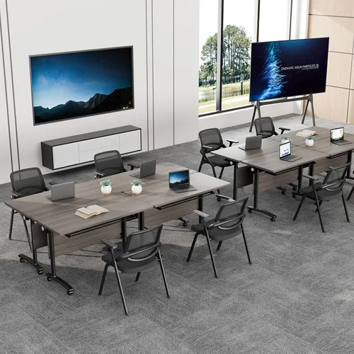 Vista 6 de Mesa de sala de conferencias, mesas de entrenamiento plegables, mesa de conferencias modular con ruedas, mesas de reuniones móviles apilables