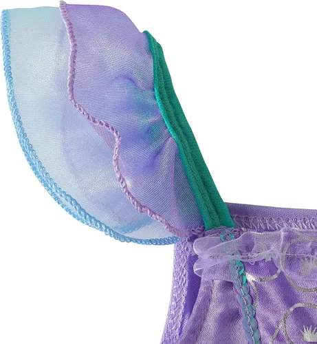 Vista 3 de Ropa de vestir de princesa sirena para niñas pequeñas, disfraz de princesa Ariel para niñas con accesorios Knemmy