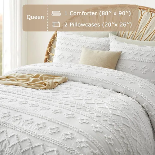 Vista 74 de Oli Anderson Juego de Edredón Beige Queen Acolchado Juego de Ropa de Cama Queen 3 Piezas, Edredón Boho Shabby Chic con 2 Fundas de Almohada