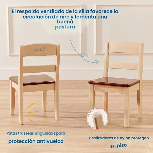 Vista 5 de ECR4Kids Hideaway - Juego de mesa y silla, muebles para niños, nogal oscuro/blanco antiguo, 3 piezas