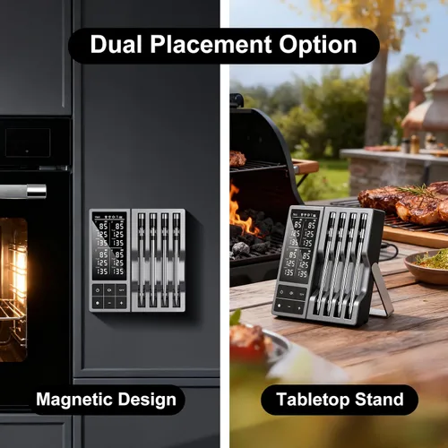 Vista 8 de Termómetro inalámbrico digital para carne, 4 sondas – Termómetro Bluetooth de cocina de alimentos de 800 pies, sensores duales con precisión