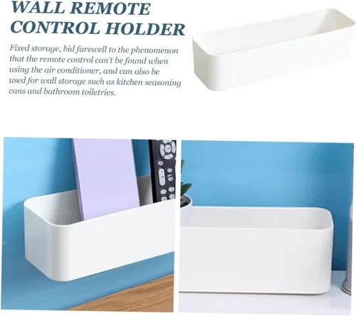 Vista 3 de Uonlytech 2 cajas de almacenamiento autoadhesivas de pared con control remoto y soporte para bolígrafo, para organización del hogar, no requiere
