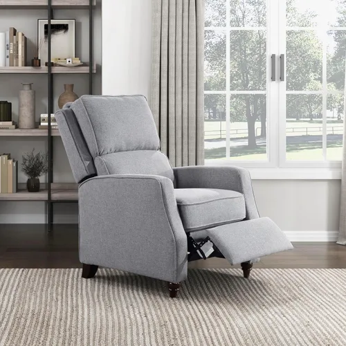 Vista 10 de Lexicon Silla Reclinable con Respaldo Empujable para Sala de Estar, Silla de Sofá Reclinable, Sillón Reclinable Moderno, Asiento Reclinable de Tela