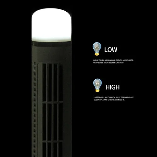 Vista 5 de Aramox Ventilador de torre oscilante, ventilador de torre sin aspas, ventilador de escritorio USB oscilante con luz para el hogar, dormitorio, Negro