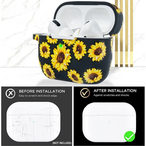 Vista 4 de Funda para AirPods Pro 2 de silicona suave - Funda con estampado floral para el segundo estuche de carga de Apple AirPod Pro - Protector con llavero