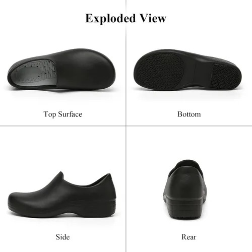 Vista 6 de Scecocrs Zapatos de chef antideslizantes para mujer, impermeables y resistentes al aceite, zapatos de trabajo de enfermería para hospital, jardín