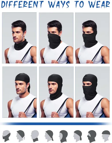 Vista 6 de 9 unidades de máscara de esquí para hombre, pasamontañas refrescante, protector UV, máscara de cara completa de verano, resistente al viento