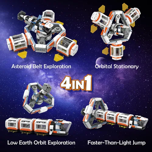 Vista 2 de Juego de construcción de estación espacial modular con 2 minifiguras de Ll005