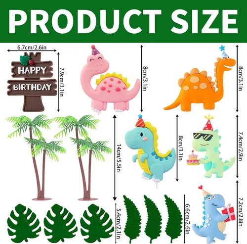 Vista 3 de Decoración de dinosaurio para tartas de cumpleaños Rosa
