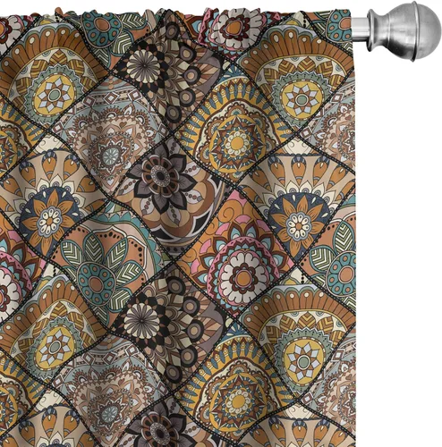 Vista 10 de Ambesonne - Paquete de cortinas de ventana de invierno de 2 unidades, cristales ornamentales de hielo con tiempo frío de enero abstracto, juego