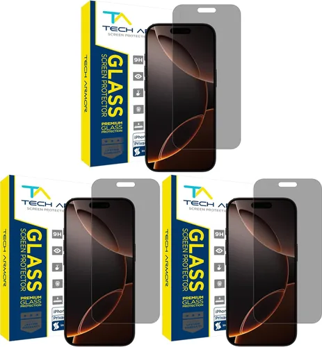Vista 6 de Tech Armor Paquete de 1 protector de pantalla de vidrio balístico de privacidad compatible con Apple iPhone 14 Pro Max 5G de 6.7 pulgadas de vidrio