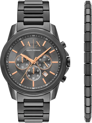 Vista 18 de A X Armani Exchange Reloj de vestir cronógrafo para hombre con correa de acero inoxidable, silicona o cuero