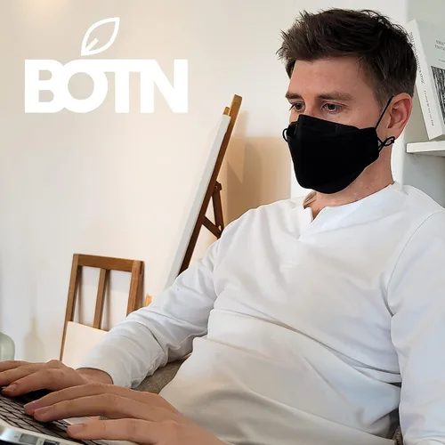 Vista 5 de BOTN 10 máscaras faciales grandes negras KF94 protectoras y de seguridad para adultos, filtro de 4 capas y diseño 3D, correa ajustable, calidad