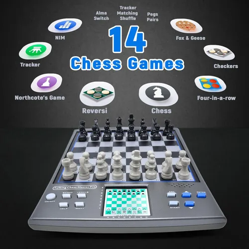 Vista 3 de iCore Juego de ajedrez electrónico, tablero de ajedrez para computadora parlante, 100 ejercicios preestablecidos, 5 niveles, 40 famosos