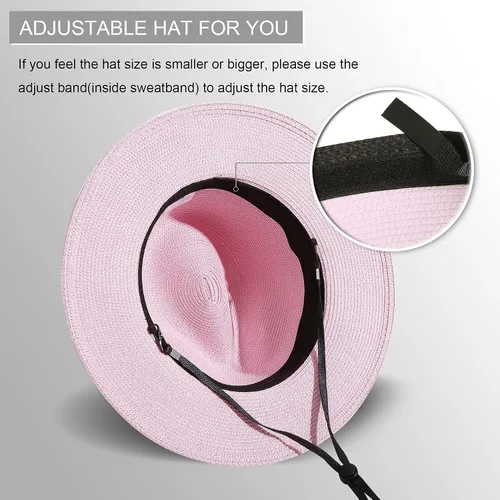 Vista 17 de Lanzom - Sombrero de paja playero para mujer, de ala ancha, plegable, estilo Fedora, UPF50+