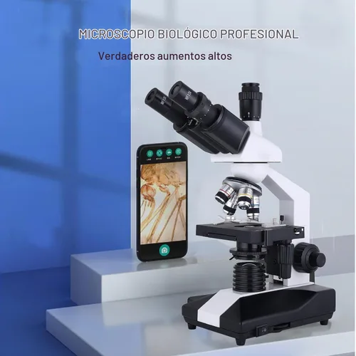 Vista 8 de Herwicm Microscopio trinocular compuesto 40X-5000X Ampliación, Microscopio profesional de grado de investigación, Dos niveles de iluminación LED