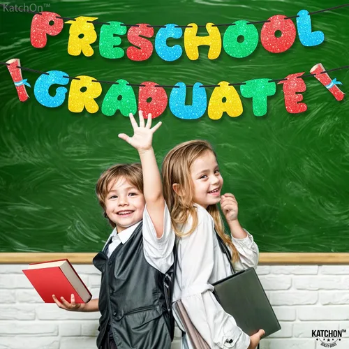 Vista 5 de KatchOn, Cartel de graduación preescolar con purpurina – 10 pies, No DIY Letrero de graduación para decoraciones de graduación preescolar 2025