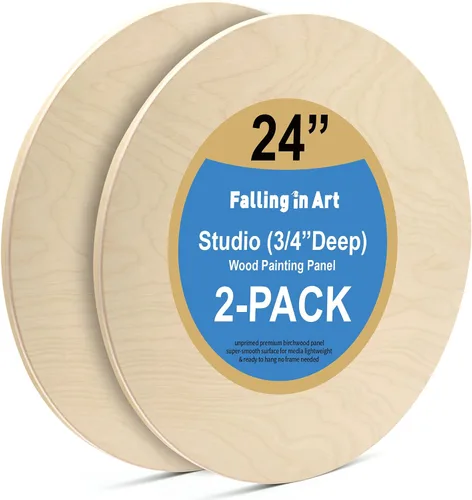 Vista 14 de Falling in Art Kit de Paneles de Madera de Abedul Redondos Sin Terminar para Pintura, Lienzo de Madera Paquete de 2 de 6 Studio 3/4" de Profundidad