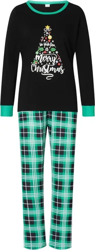 Vista 5 de WakeUple Pijamas de Navidad a juego para la familia, conjuntos de pijamas de Navidad clásicos rojos para mujeres, hombres, niños, perros y bebés