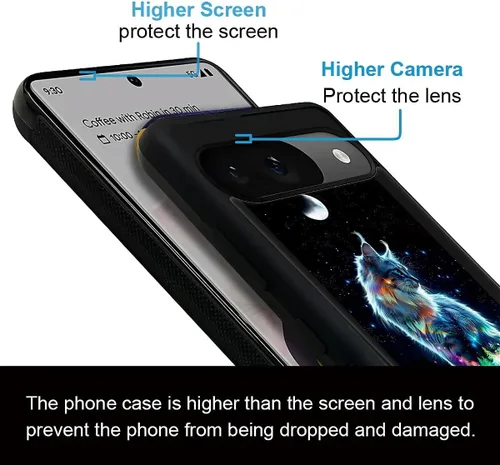 Vista 1730 de Compatible con Google Pixel 4A 5G Mobile Case Creative Acrylic Panel trasero Silicona Protección Grip especialmente diseñado para Google Pixel 4A 5G