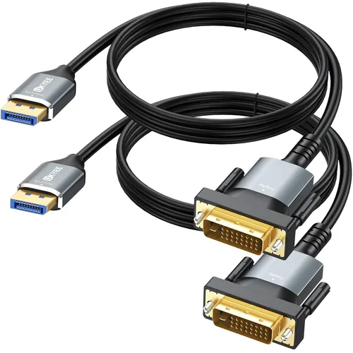 Vista 6 de Displayport - Cable DVI de 3 pies, paquete de 2 unidades, adaptador de cable de puerto de pantalla (DP) a DVI para proyector de monitor