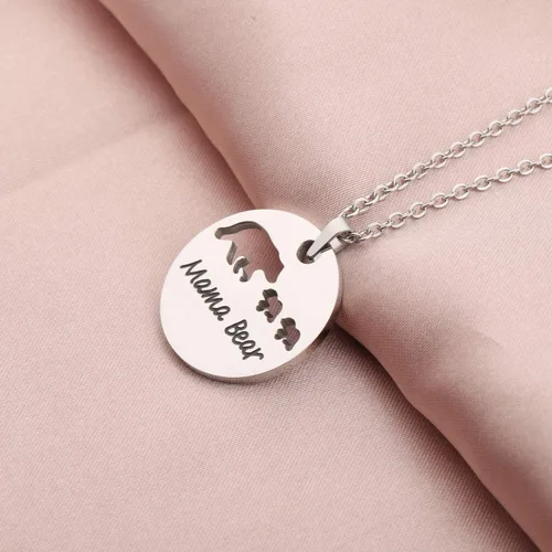 Vista 3 de KUIYAI Sweet Mama Bear - Collar con colgante redondo para madre y abuela