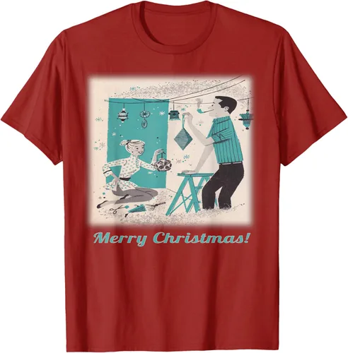 Vista 2 de Árbol de Navidad Retro Mcm playera clásico Par decoraciones, mujer XL, Asphalt