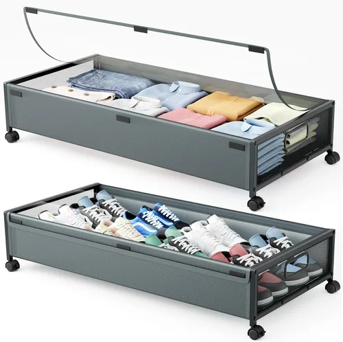 Vista 11 de Almacenamiento Debajo de la Cama con Ruedas, 1 Paquete Contenedores de Almacenamiento Debajo de la Cama, Almacenamiento de Zapatos Debajo de la Cama