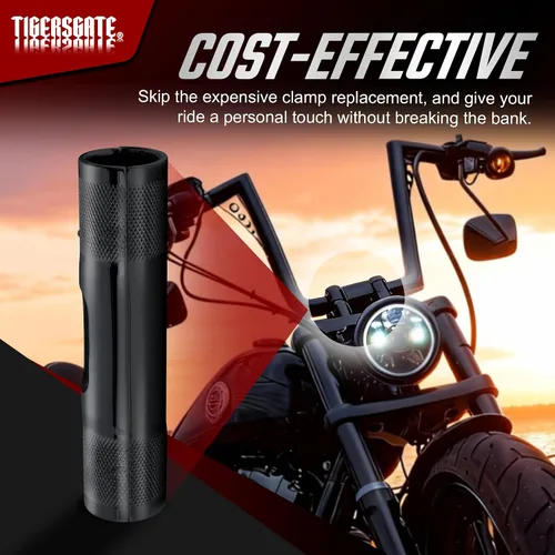 Vista 3 de Adaptador elevador de manillar negro, calza de manillar que cambia el diámetro de montaje de 1 a 1.25 pulgadas para modelos Harley