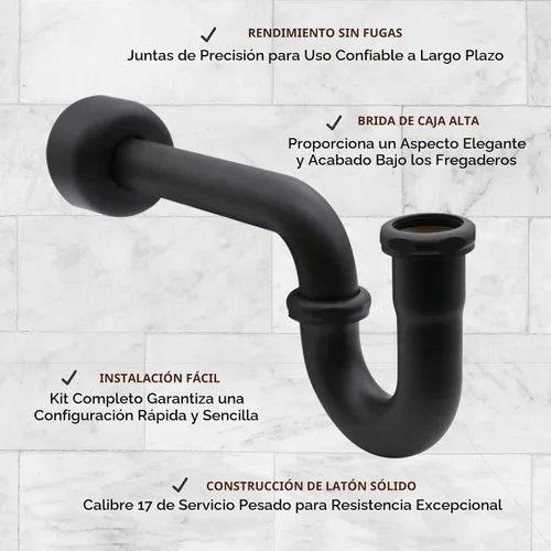 Vista 6 de Westbrass A400-1-62 1-1/2" OD 17 calibre P-Trap con brida de caja alta, negro mate