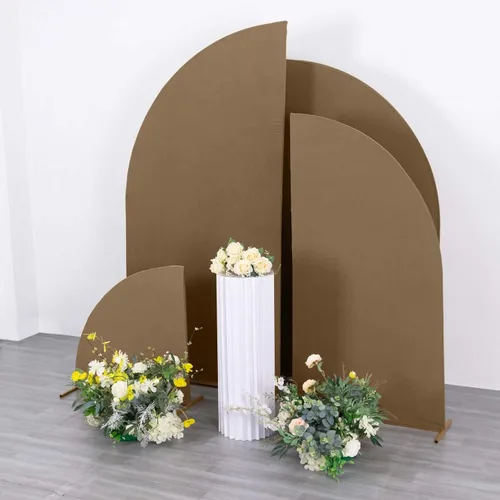 Vista 58 de Efavormart - Juego de 4 fundas de elastano beige para arco de media luna, fundas de telón de fondo Chiara de 2.5 pies a 7 pies para escenarios