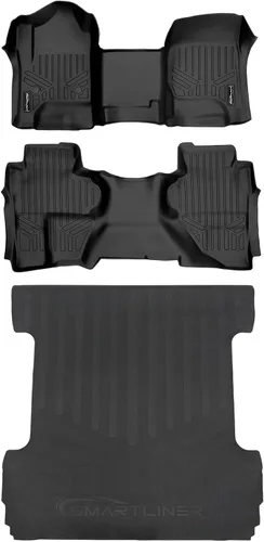 Vista 17 de SMARTLINER Juego de tapetes de piso de recubrimiento, de 2 filas, para Chevrolet Silverado 1500 2007-2013
