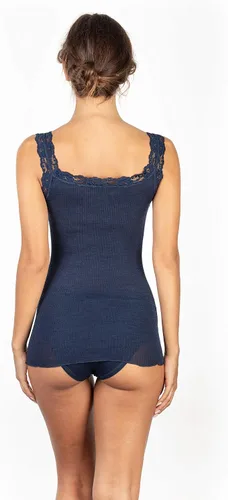 Vista 3 de EGI Camiseta sin mangas con ribete de encaje de lana de lujo. Fabricada con orgullo en Italia.
