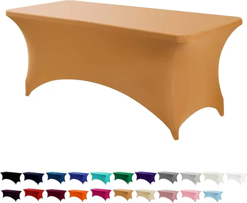 Vista 31 de Peomeise - Funda de mesa de elastano de 4 pies, mantel rectangular elástico de elastano (verde manzana, 4 pies)